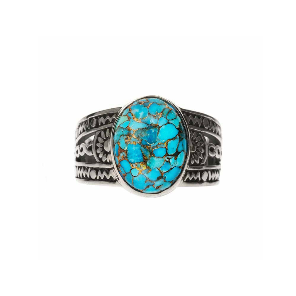 Ethnic Turquoise Silver Men's Ring