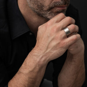 Bague homme jonc argent vieilli 5