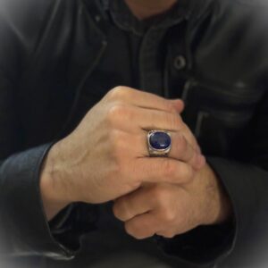Bague homme lapis massive argent 6