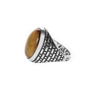 Bague homme œil argent pierre œil de tigre 5