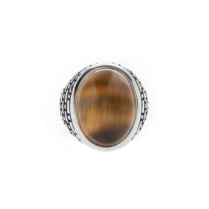 Bague homme œil argent pierre œil de tigre 4