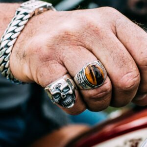 Bague homme œil de tigre massive argent 4