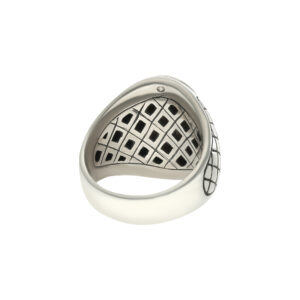Bague homme œil de tigre rouge asymétrique argent 6