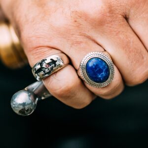 Bague homme argent lapis bouddha 8