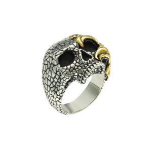 Bague Homme Tête de mort flamboyante Argent