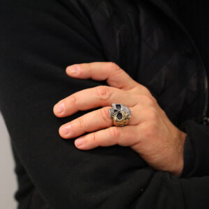 Bague Homme Tête de mort flamboyante Argent 3