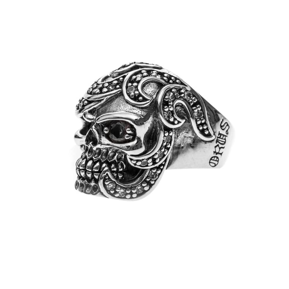 Mahori silver skull men's ring 4
