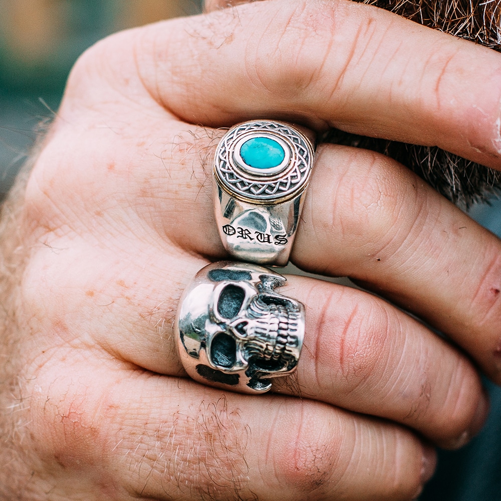 Men's silver ethnic tribal turquoise ring 4