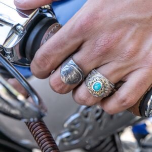 bague-homme-tete-indien-piece-argent Bague homme argent doré soleil ethnique turquoise 9