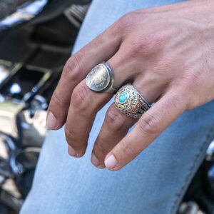 Bague homme tête indien pièce argent 7