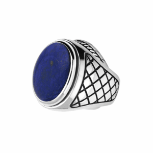 bague-homme-turquoise-asymetrique-argent Bague argent homme lapis asymétrique 6