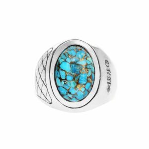 Bague homme turquoise asymétrique argent 4