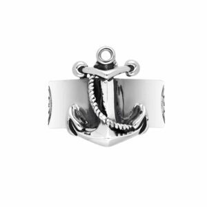 Bague jonc homme ancre marine argent 5