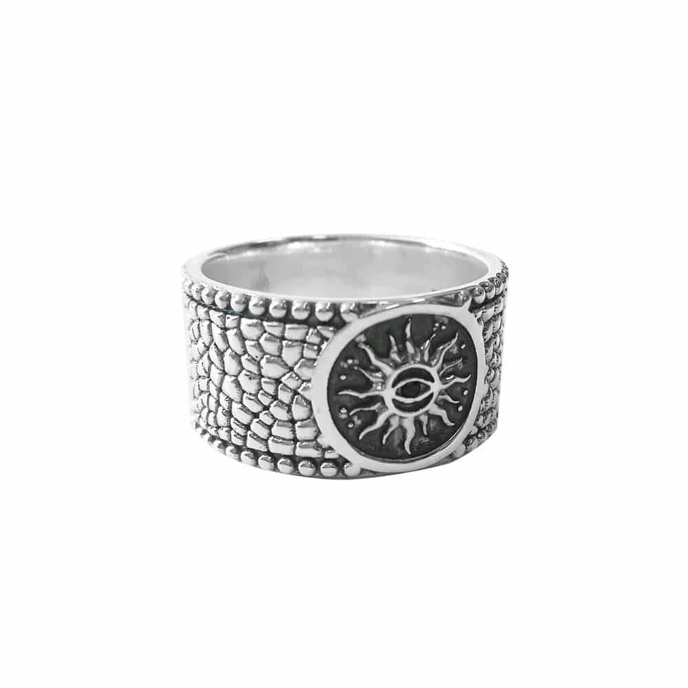 Men's silver sun bangle ring 1