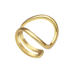 Bague ligne courbée dorée 4