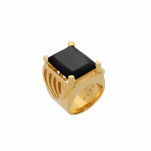 Bague Matit argent doré pierre onyx noir 4