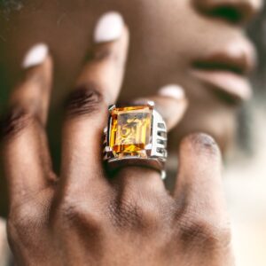 Bague Matit argent doré pierre onyx noir 5