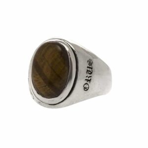 Bague homme œil de tigre asymétrique argent 10