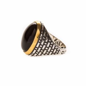 Bague homme argent dore onyx œil noir 4