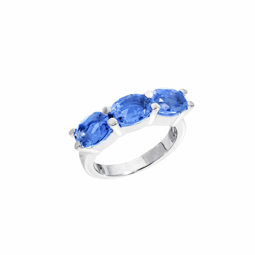 Bague rhodié quartz bleu 1