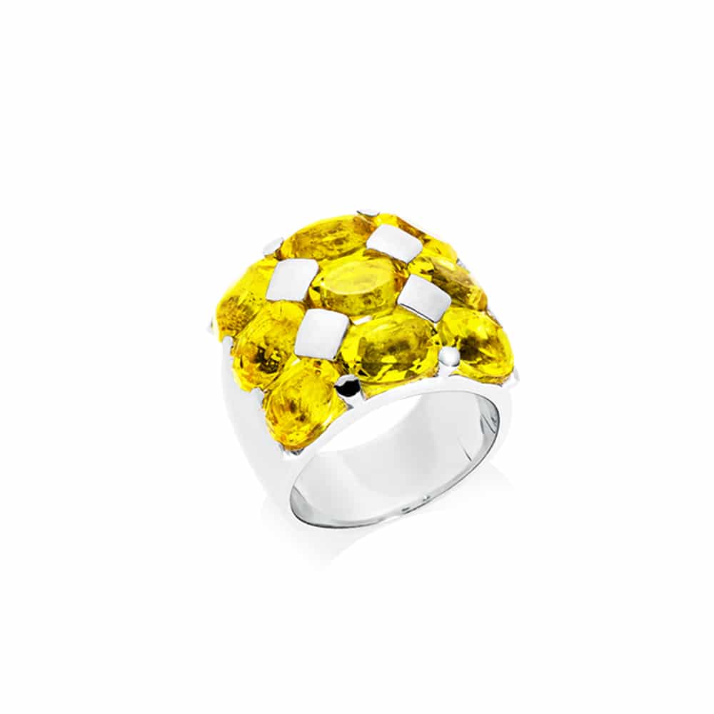 Bague Héra argent pierre quartz jaune 3