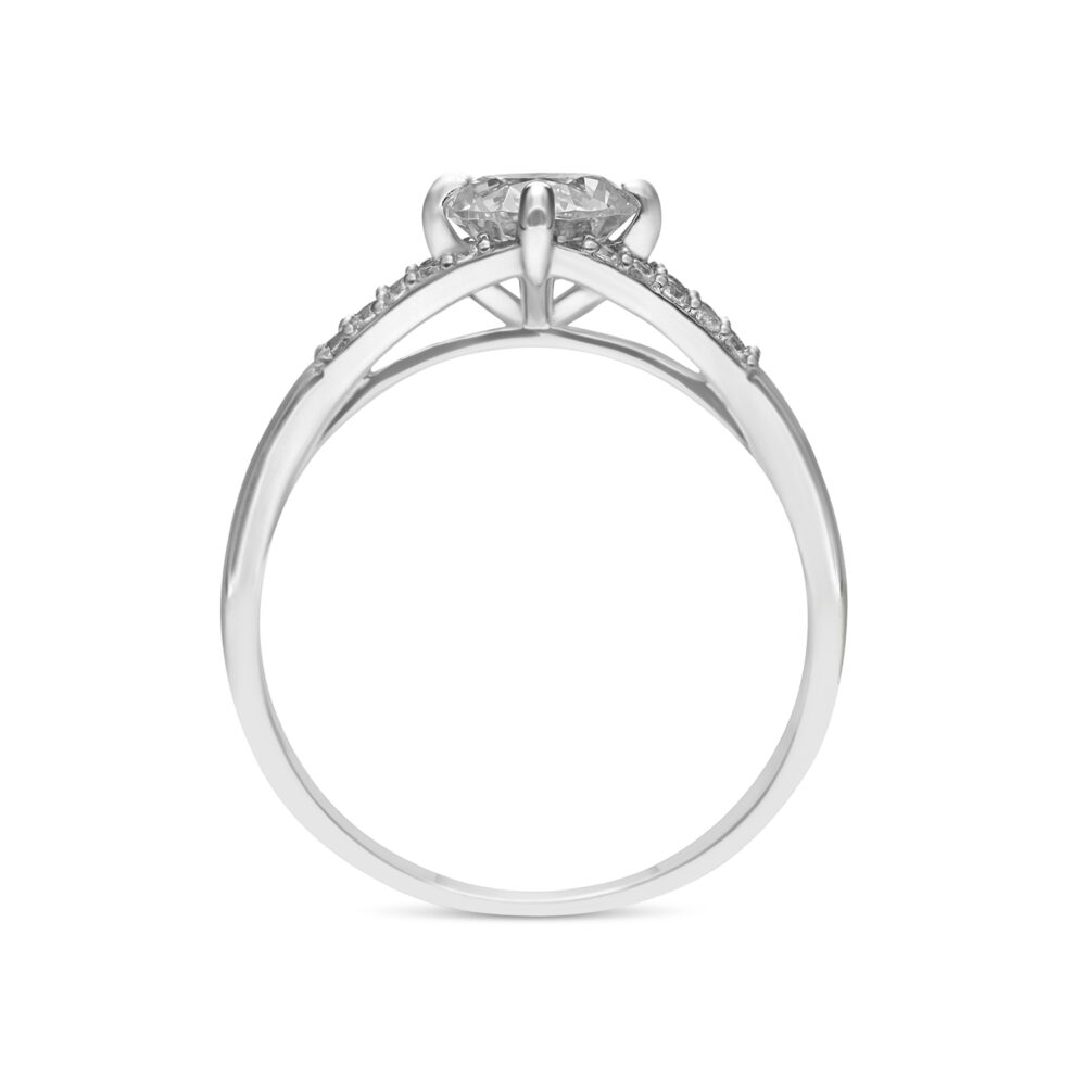 Fancy solitaire rhodium silver ring set 5