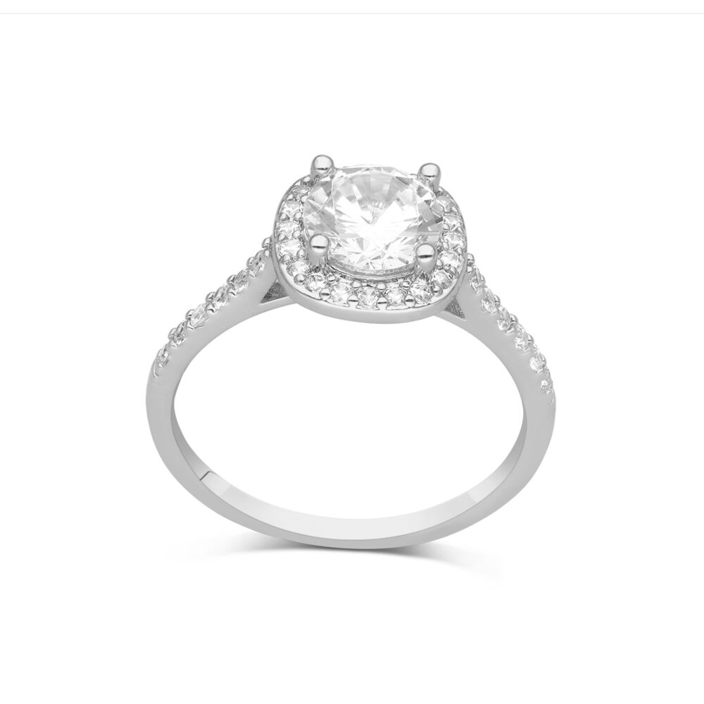 Silver square solitaire ring 1