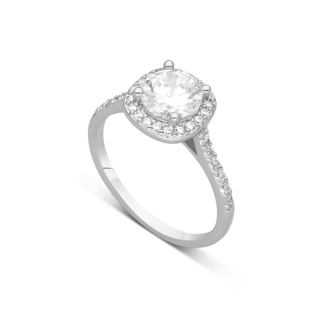 Silver square solitaire ring 2