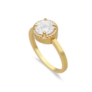 Bague solitaire dorée 4