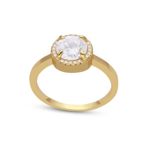 Bague solitaire dorée 3
