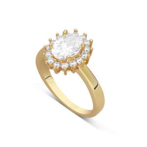 Bague solitaire oval dorée 4