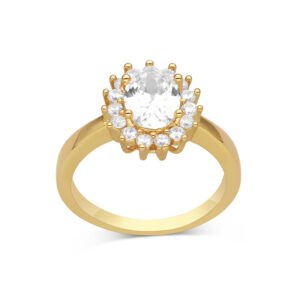 Bague solitaire oval dorée 3