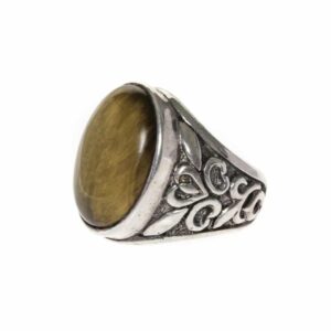 Bague homme symbol argent pierre œil de tigre 6