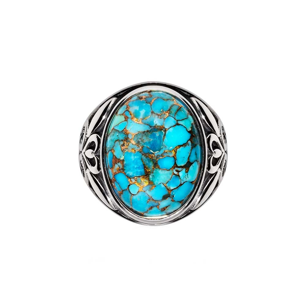 Men's silver ring with turquoise stone symbol 1