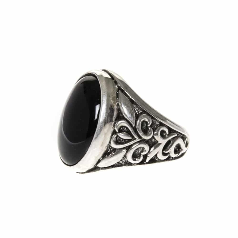 Men's silver ring with onyx stone symbol 3