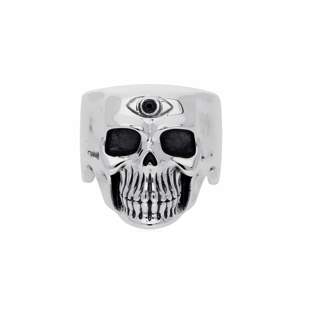 Pure silver cyclops skull ring 1