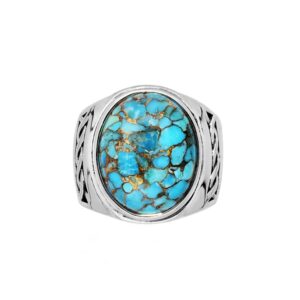bague-turquoise-massive-argent Bague homme turquoise massive argent 6