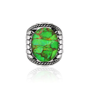 Bague turquoise verte indiana argent 5