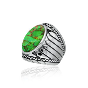 Bague turquoise verte indiana argent 6