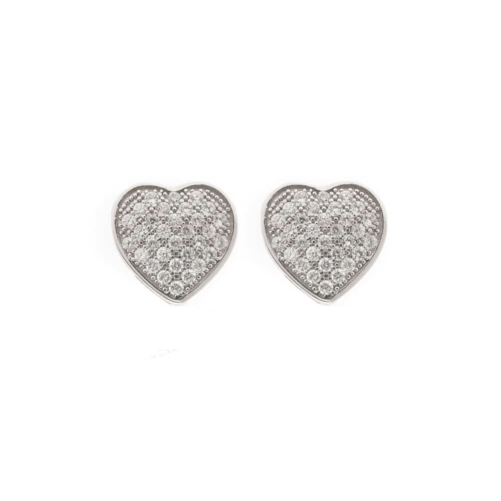 Boucles d'oreilles cœur argent avec pierres zirconium 1