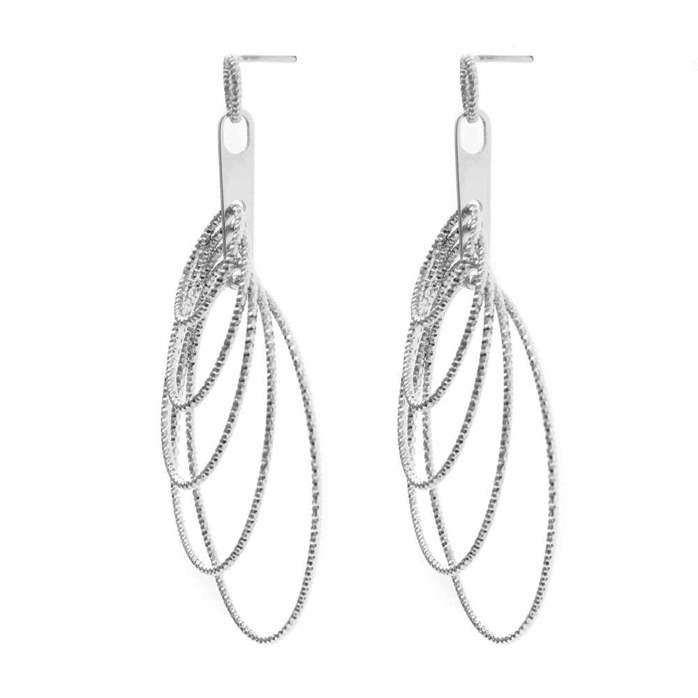 Stella 3 diamond rhodium silver earrings