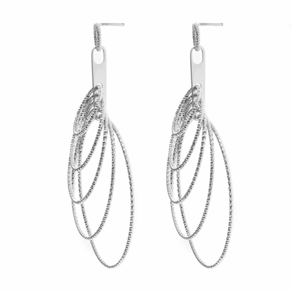 Stella 2 diamond rhodium silver earrings