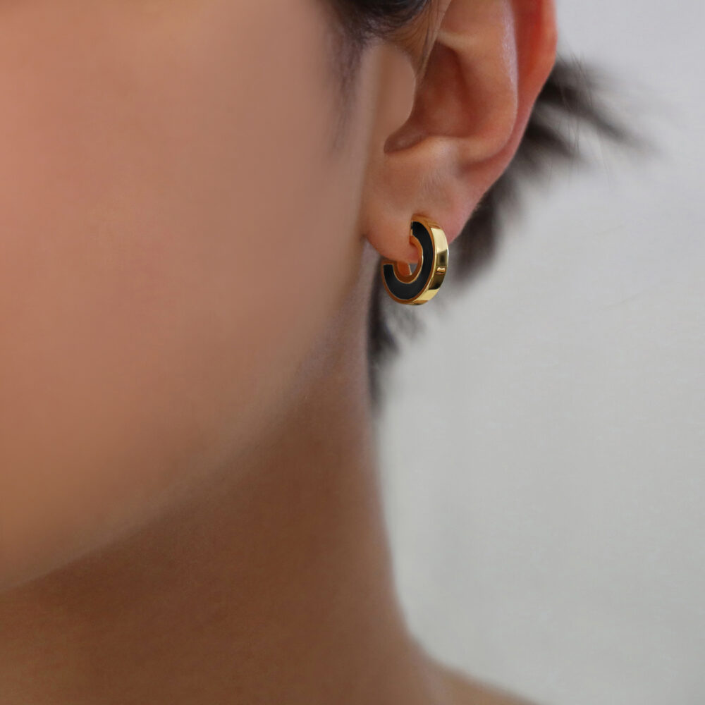 Anna earrings in gold silver with white onyx zirconium stone 2