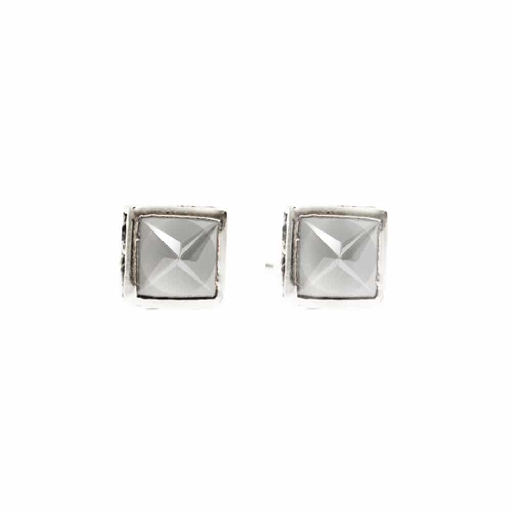 Classy white stone silver earrings 1