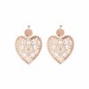 Boucles d'oreilles argent coeur avec emaillage façon diamant or rose 1