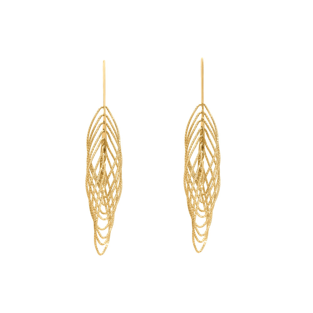 Boucles d'oreilles argent doré spirales diamantées 1