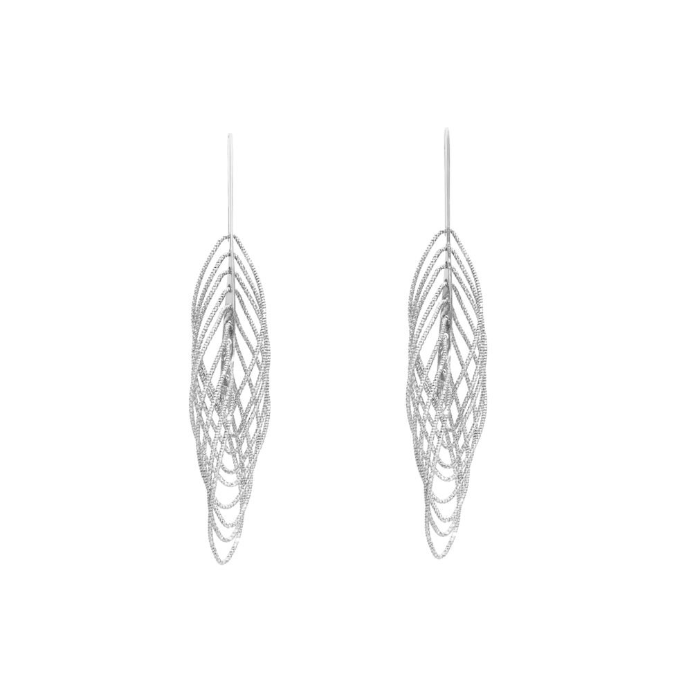 Rhodium silver spiral diamond earrings 1