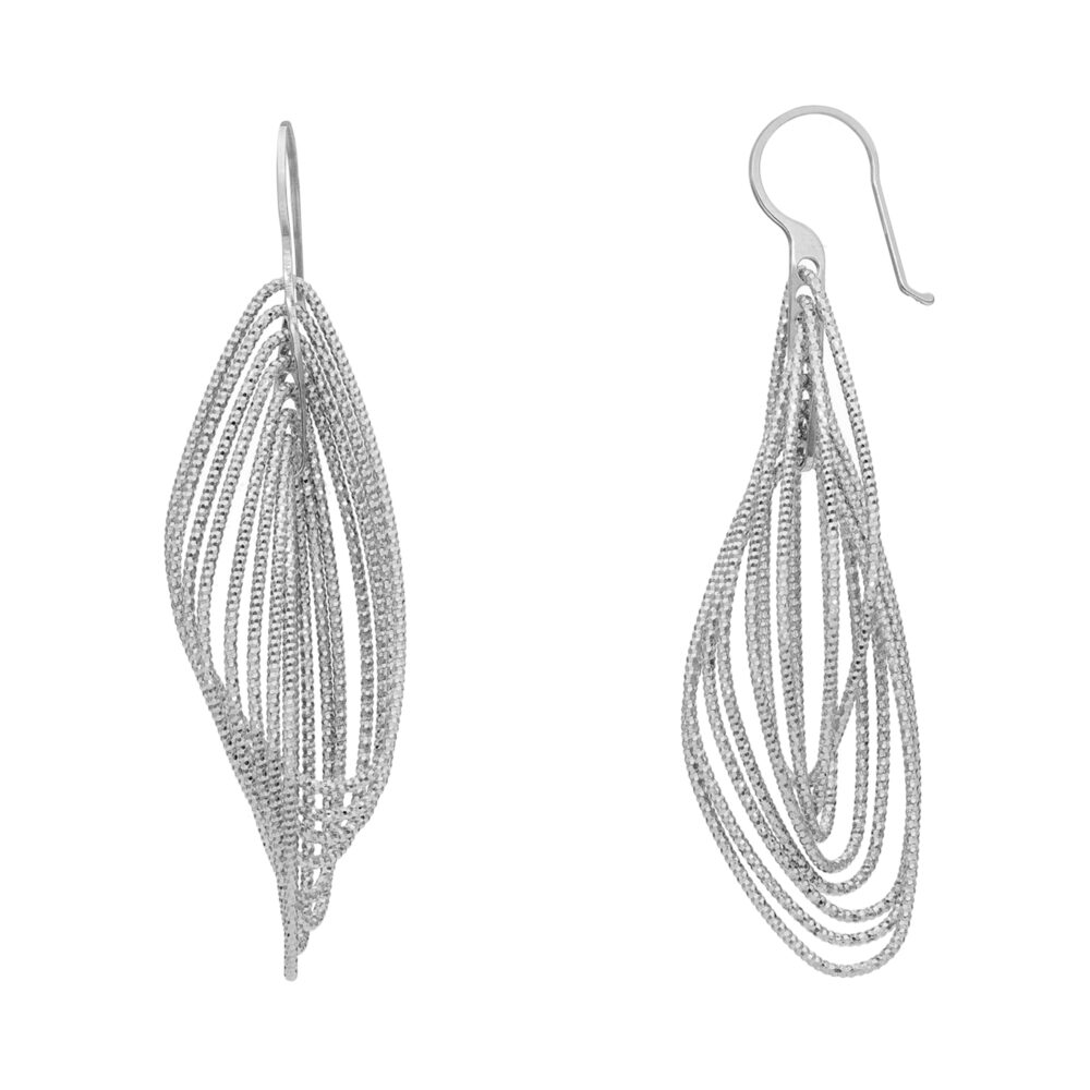 Rhodium-plated silver diamond-cut swirl earrings 1