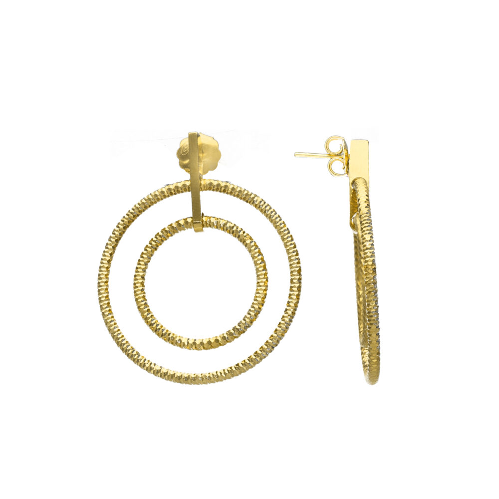 Gold silver earrings 35mm circle of life 1