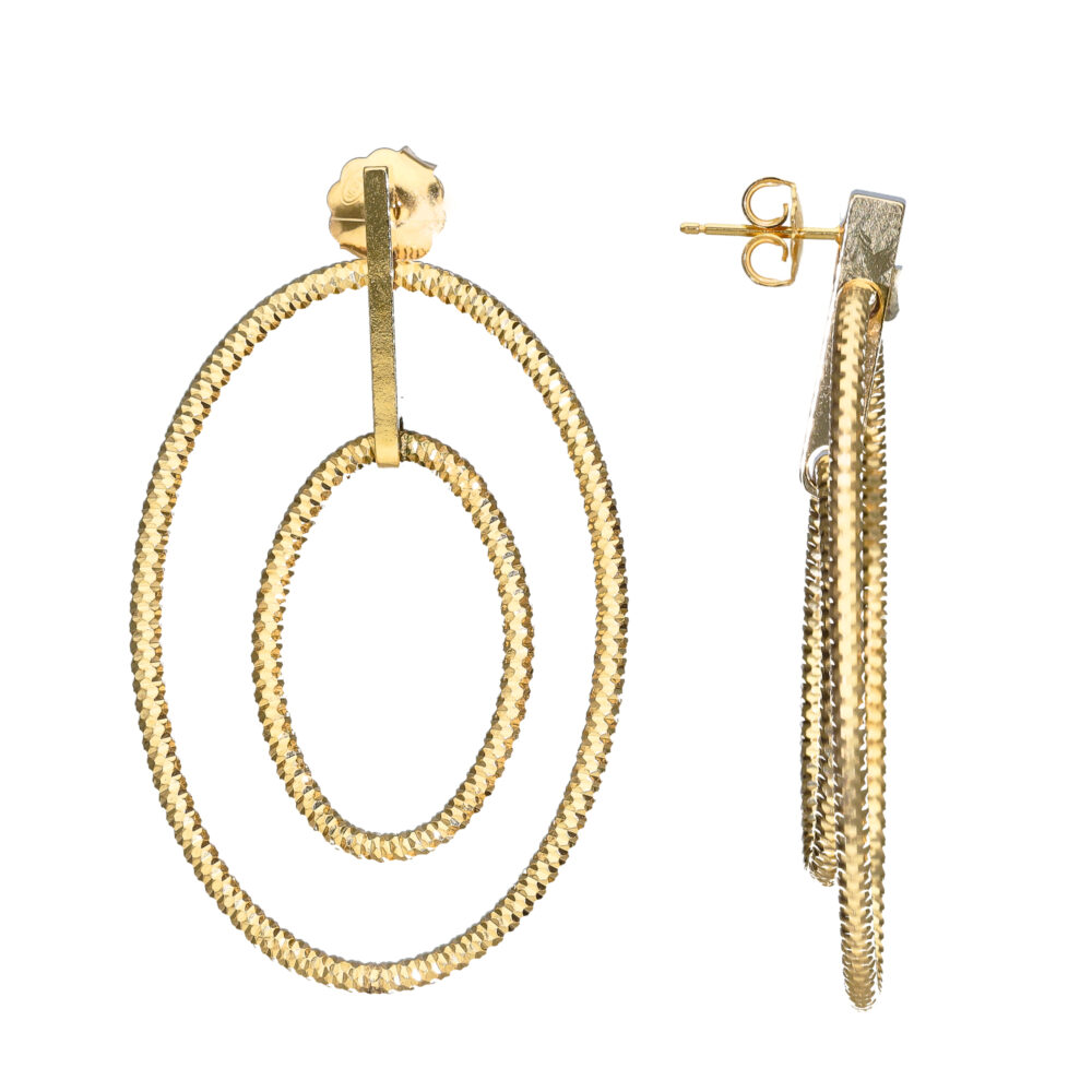 Gold silver earrings 45mm oval 1